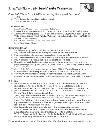 + String Conditioning:  Ten Minutes of Exercises  2011-2013  Daily Practice on the Violin, Viola,