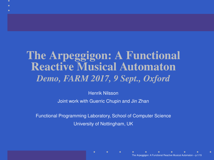 the arpeggigon a functional reactive musical automaton