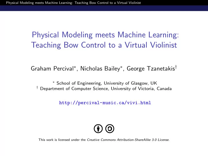 physical modeling meets machine learning teaching bow