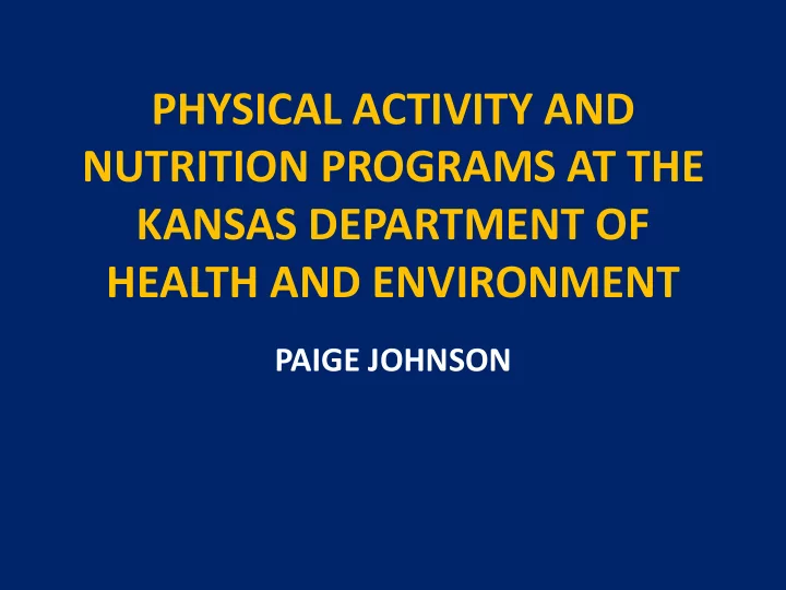 nutrition programs at the