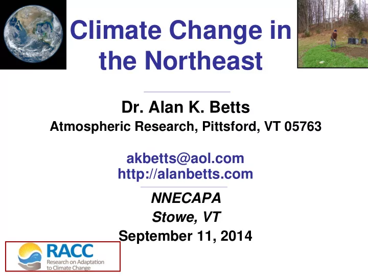 climate change in the northeast