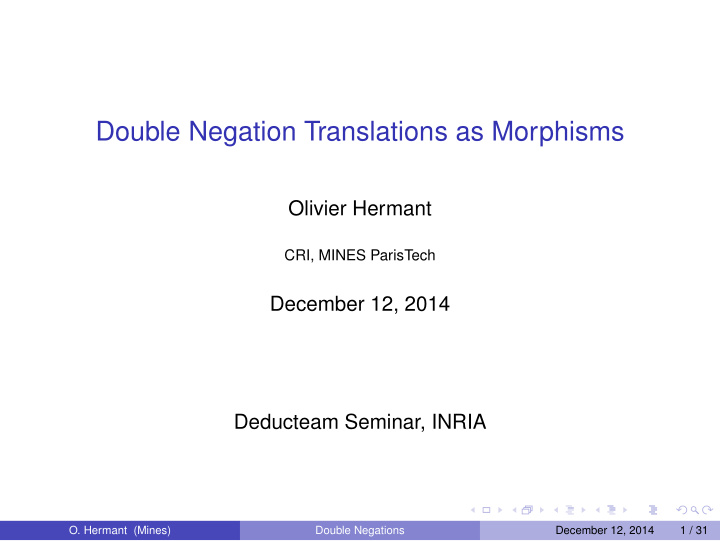 double negation translations as morphisms