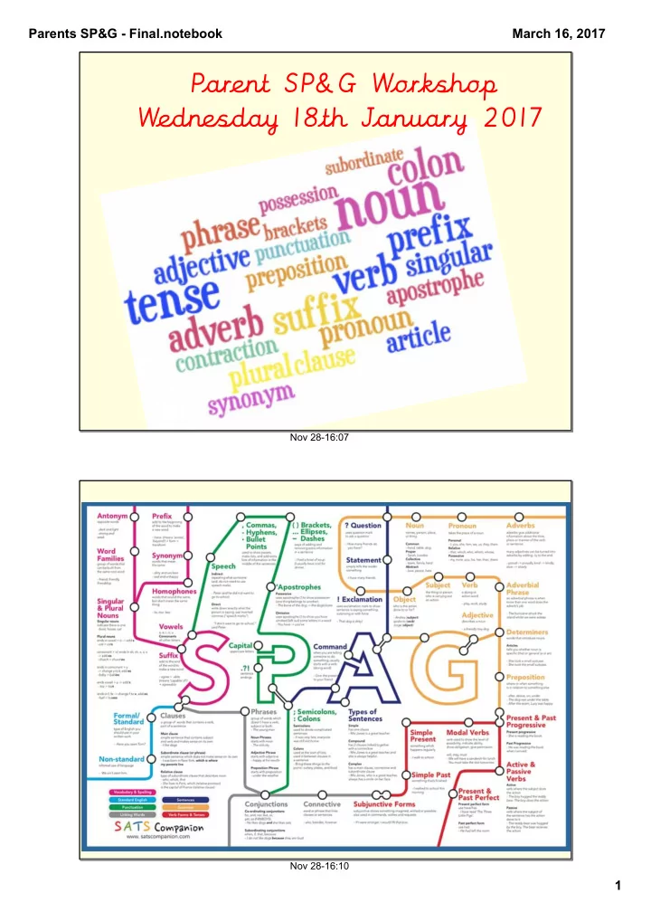 parent sp amp g workshop wednesday 18th january 2017