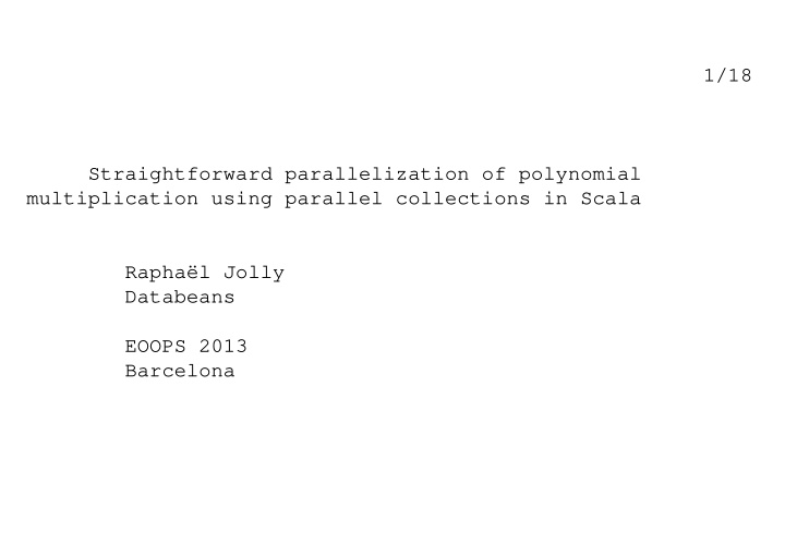 1 18 straightforward parallelization of polynomial