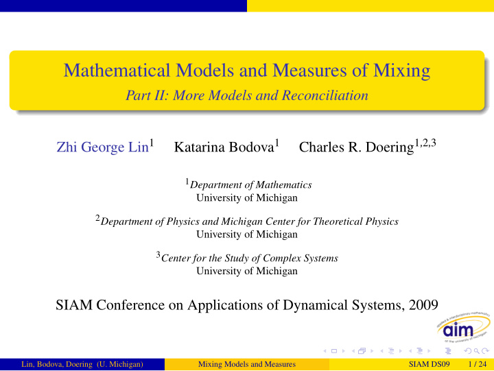 mathematical models and measures of mixing