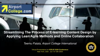Streamlining The Process of E-learning Content Design by  Applying Lean/Agile Methods and Online