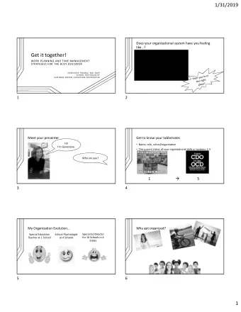 Get it together!  WORK PLANNING AND TIME MANAGEMENT  STRATEGIES FOR THE BUSY EDUCATOR  GENEVIEVE