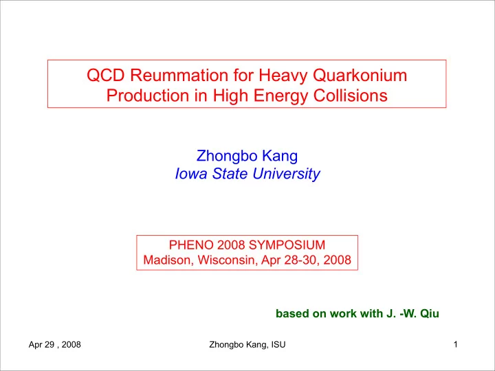 qcd reummation for heavy quarkonium production in high