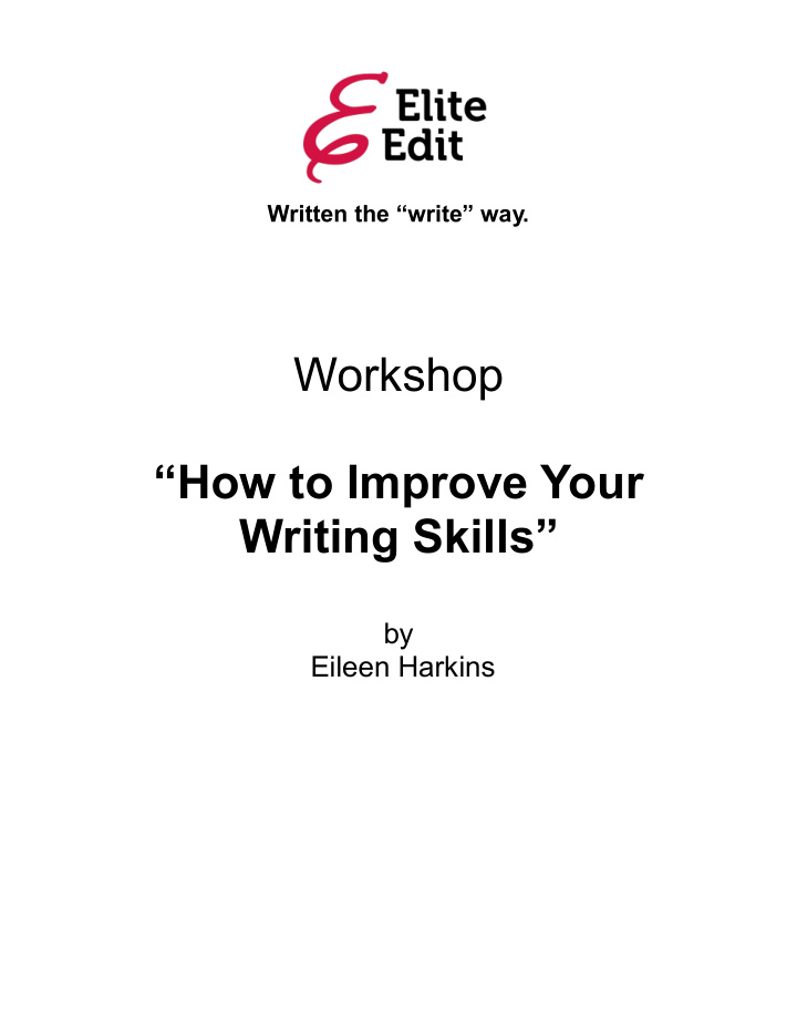 workshop how to improve your writing skills