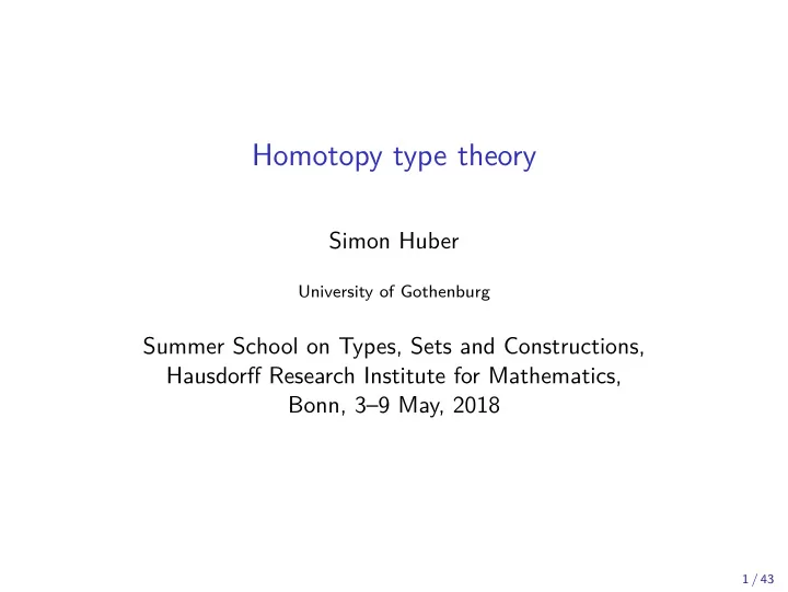 homotopy type theory
