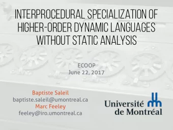 I  n  t  e  r  p  r  o  c  e  d  u  r  a  l  S  p  e  c  i  a  l  i  z  a  t  i  o  n  o  f  H  i