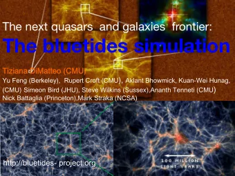 The bluetides simulation Tiziana DiMatteo (CMU ) Yu Feng (Berkeley),  Rupert Croft (CMU ), Aklant