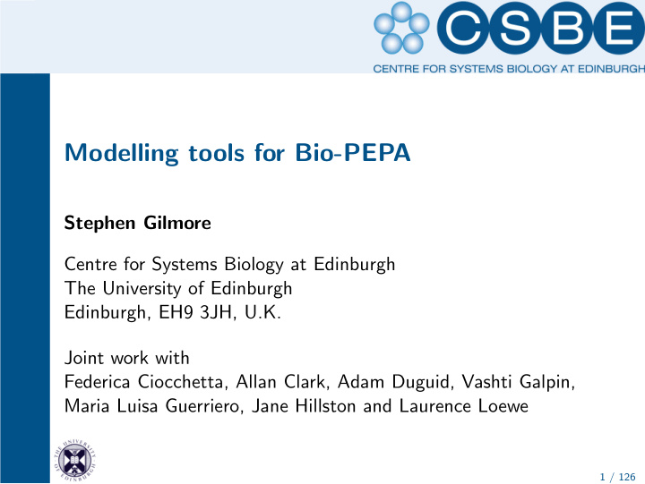 modelling tools for bio pepa