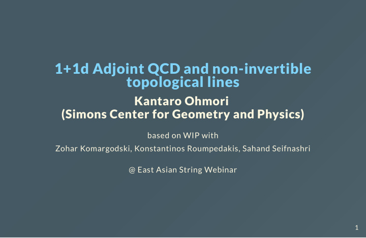 1 1d adjoint qcd and non invertible topological lines