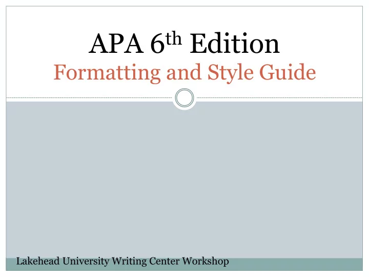 apa 6 th edition