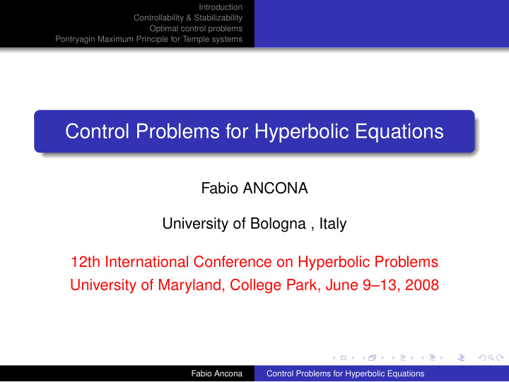 control problems for hyperbolic equations