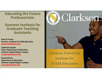 Educating the Future Professoriate :  Summer Institute for  Graduate Teaching  Assistants  Peter R