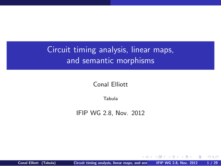 circuit timing analysis linear maps and semantic morphisms
