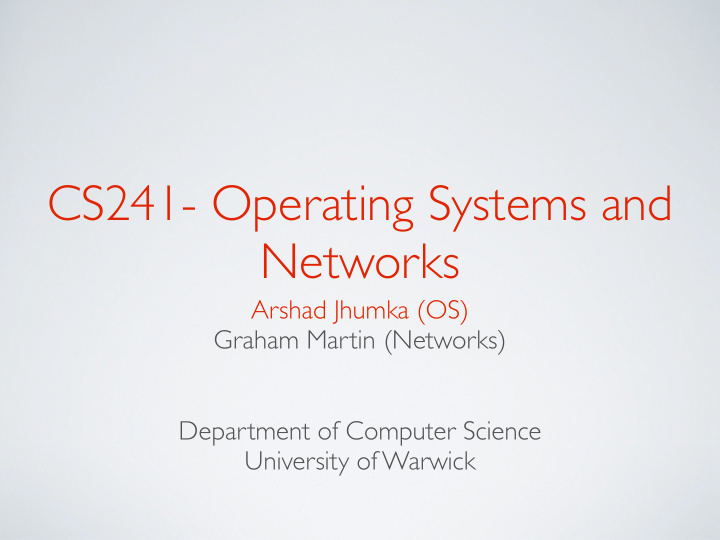 cs241 operating systems and networks