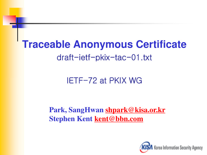 traceable anonymous certificate