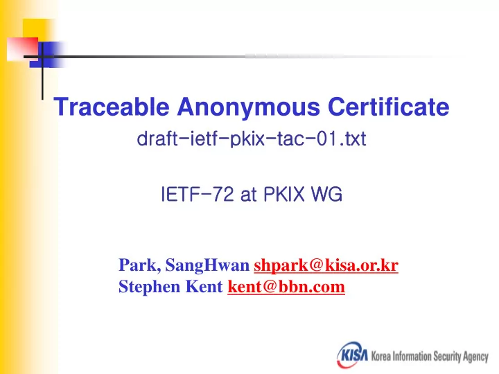 traceable anonymous certificate