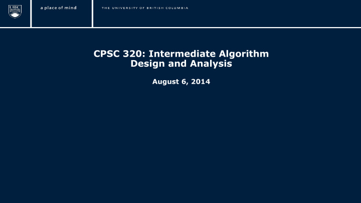 cpsc 320 intermediate algorithm