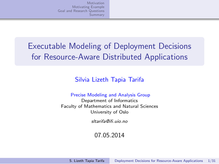 executable modeling of deployment decisions for resource