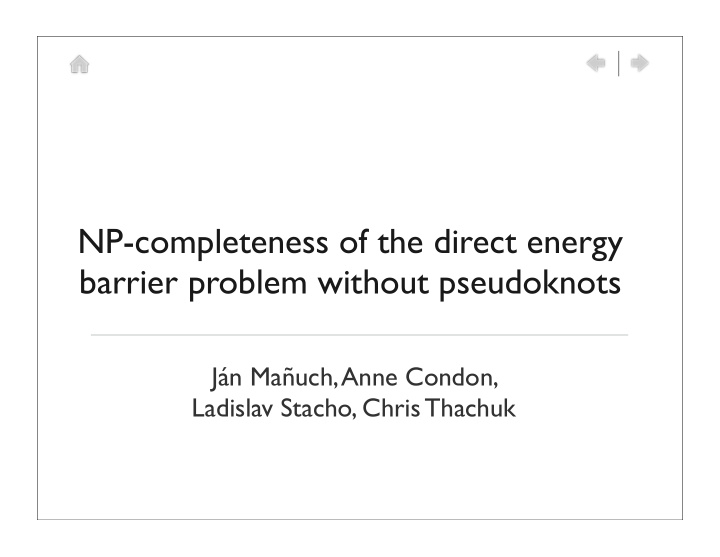 np completeness of the direct energy barrier problem