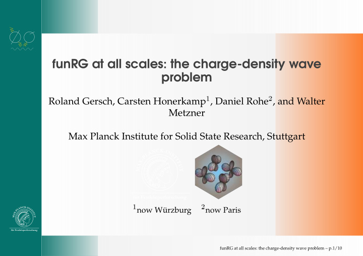 funrg at all scales the charge density wave problem