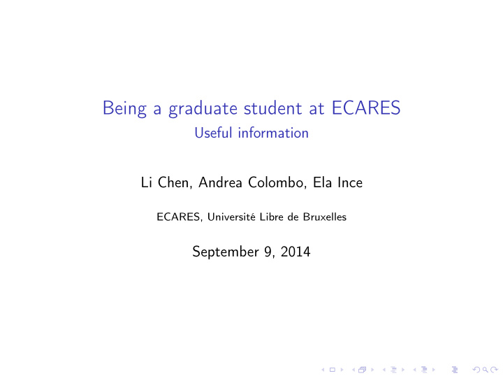 being a graduate student at ecares