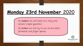 Monday 23rd November 2020  Reading Comprehension  Read Story  Once there was a soft brown toy