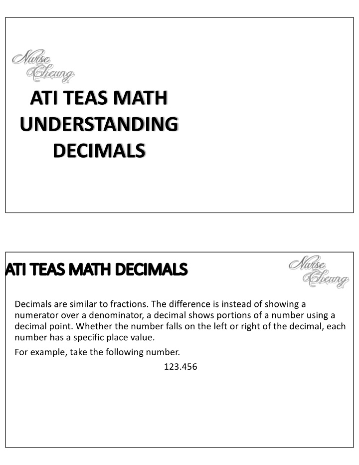 ati teas math understanding decimals