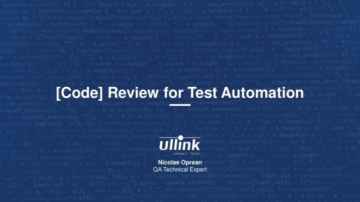 code review for test automation