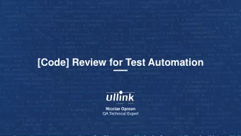 [Code] Review for Test Automation  Nicolae Oprean  QA Technical Expert  Who am I?  Nicolae Oprean