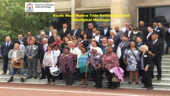 South West Native Title Settlement and  Aboriginal Heritage  SWS Heritage context Heritage