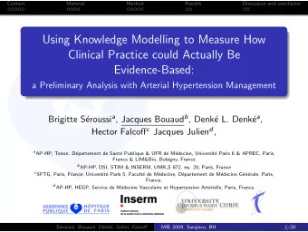 Using Knowledge Modelling to Measure How  Clinical Practice could Actually Be  Evidence-Based:  a