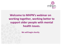 welcome to mhpn s webinar on working together working