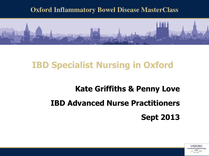 ibd specialist nursing in oxford