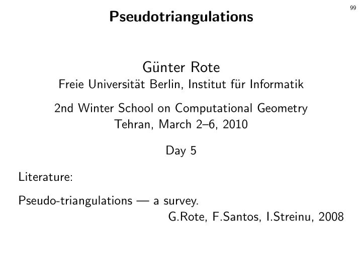 pseudotriangulations g unter rote