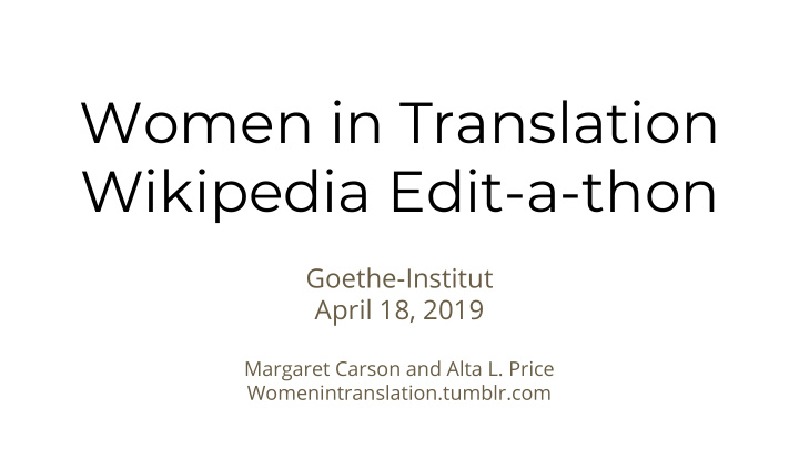women in translation wikipedia edit a thon
