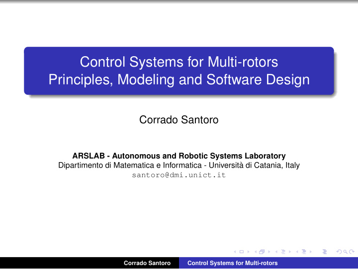 control systems for multi rotors principles modeling and