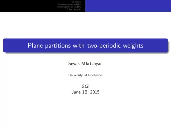 Plane partitions with two-periodic weights  Sevak Mkrtchyan  University of Rochester  GGI  June 15,