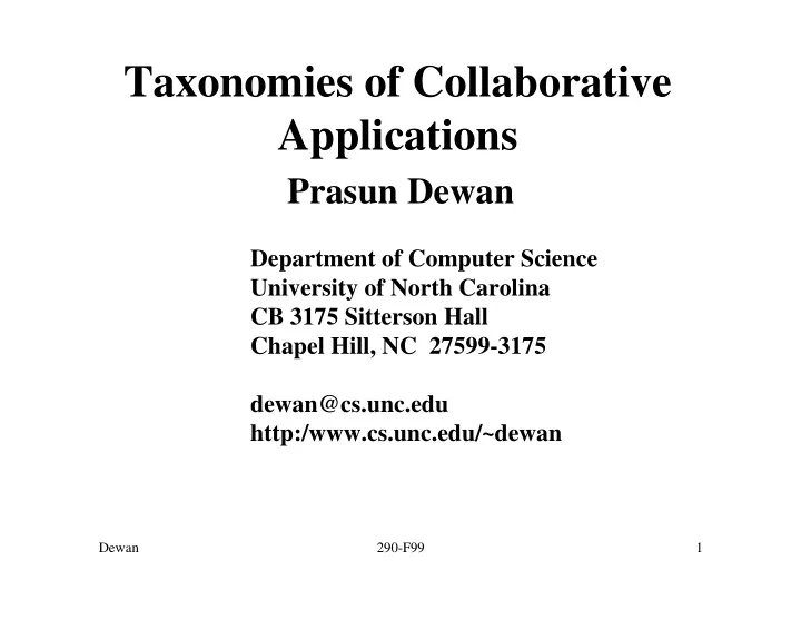taxonomies of collaborative applications