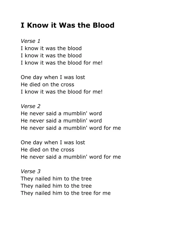 i know it was the blood