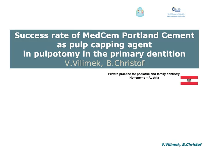 success rate of medcem portland cement as pulp capping