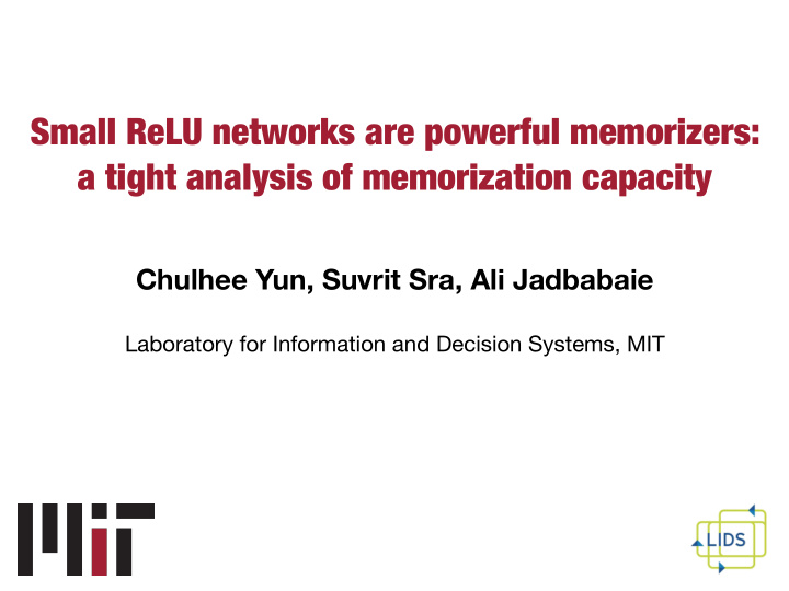 small relu networks are powerful memorizers a tight