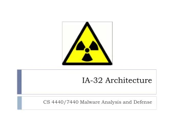 IA-32 Architecture  CS 4440/7440 Malware Analysis and Defense  Intel x86 Architecture } Security