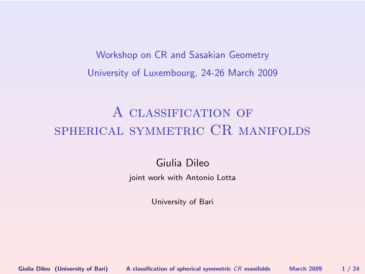 a classification of spherical symmetric cr manifolds