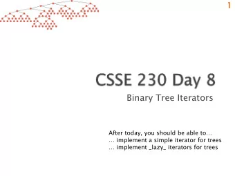 Binary Tree Iterators  After today, you should be able to   implement a simple iterator for