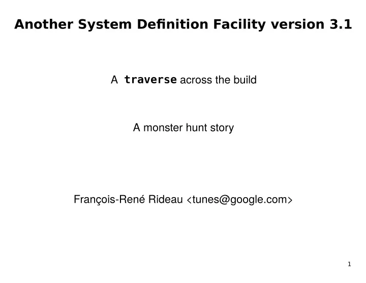 another system de fi nition facility version 3 1